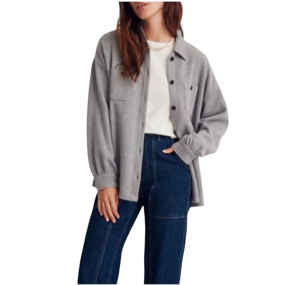 Madewell Jackets & Blazers - Madewell Double Faced Long Shirt Jacket Shacket Gray Button Down Wool Medium
